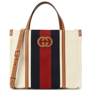 Gucci Interlocking G Canvas Leather Tote White